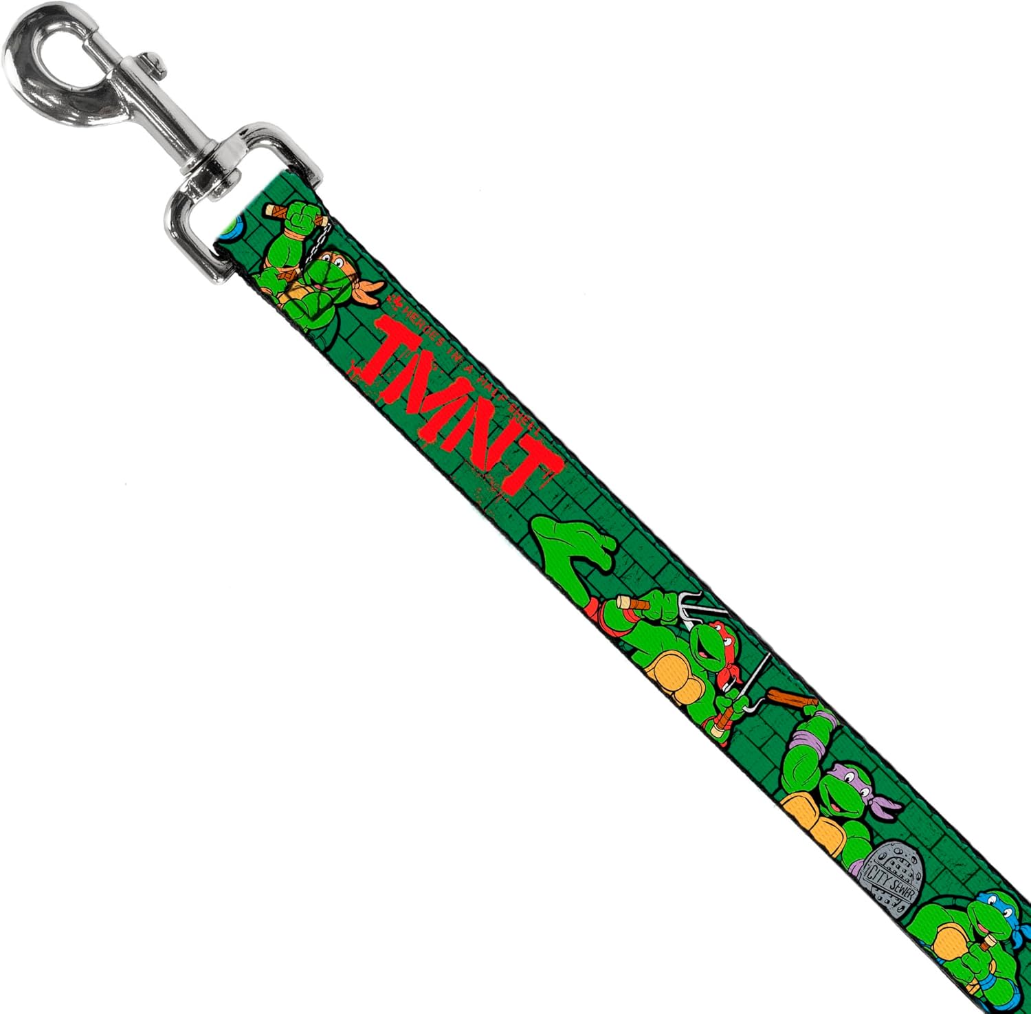 Dog Leash Ninja Turtles Group Pose2 TMNT Green Brick Wall 6 Feet Long 1.5 Inch Wide