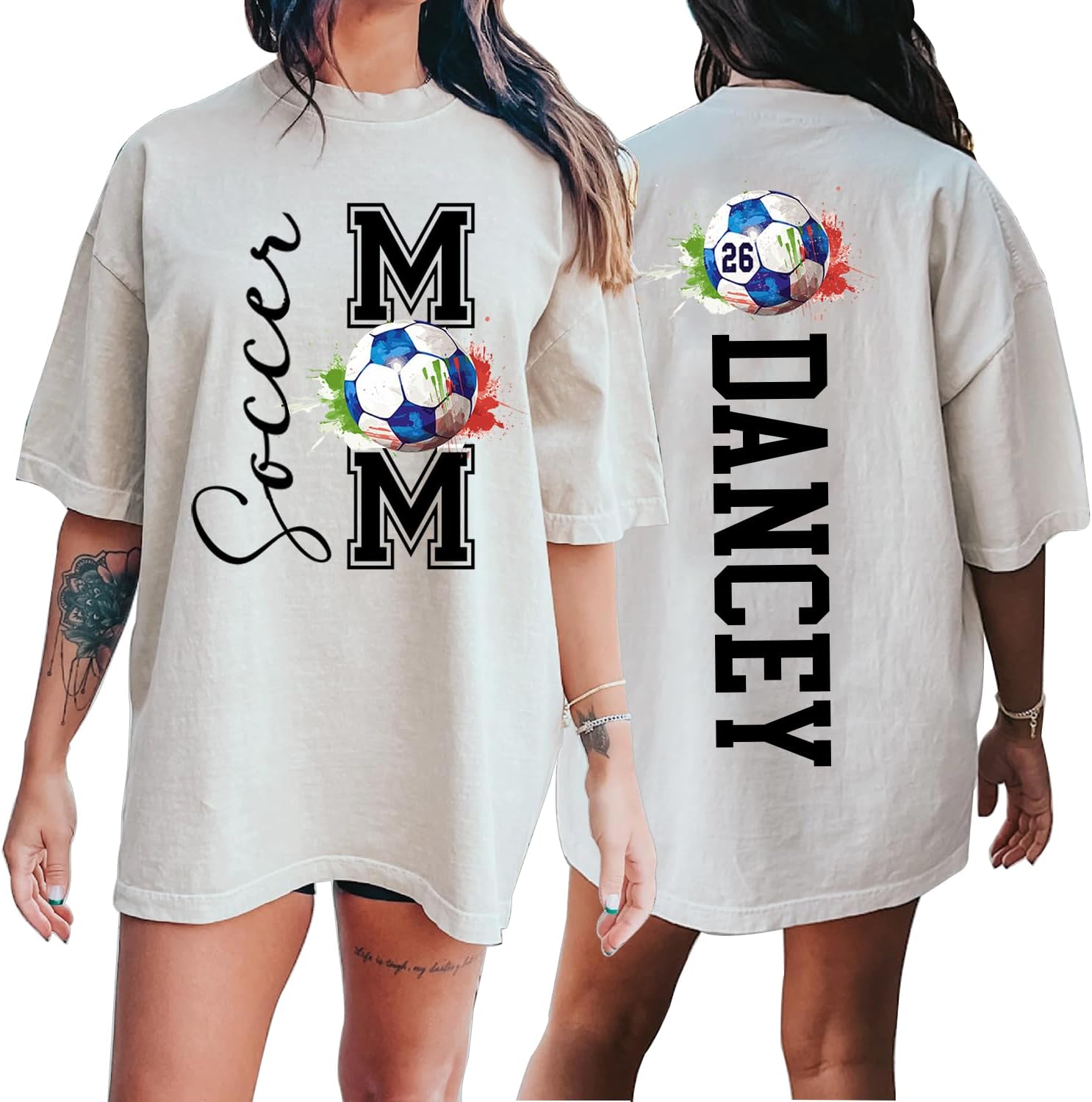 NAZENT Custom Soccer Mom Shirt with Number – Personalized Senior Team Name Hoodie, Sports Tee Gifts, Cheer T-Shirt for Family - Image 2