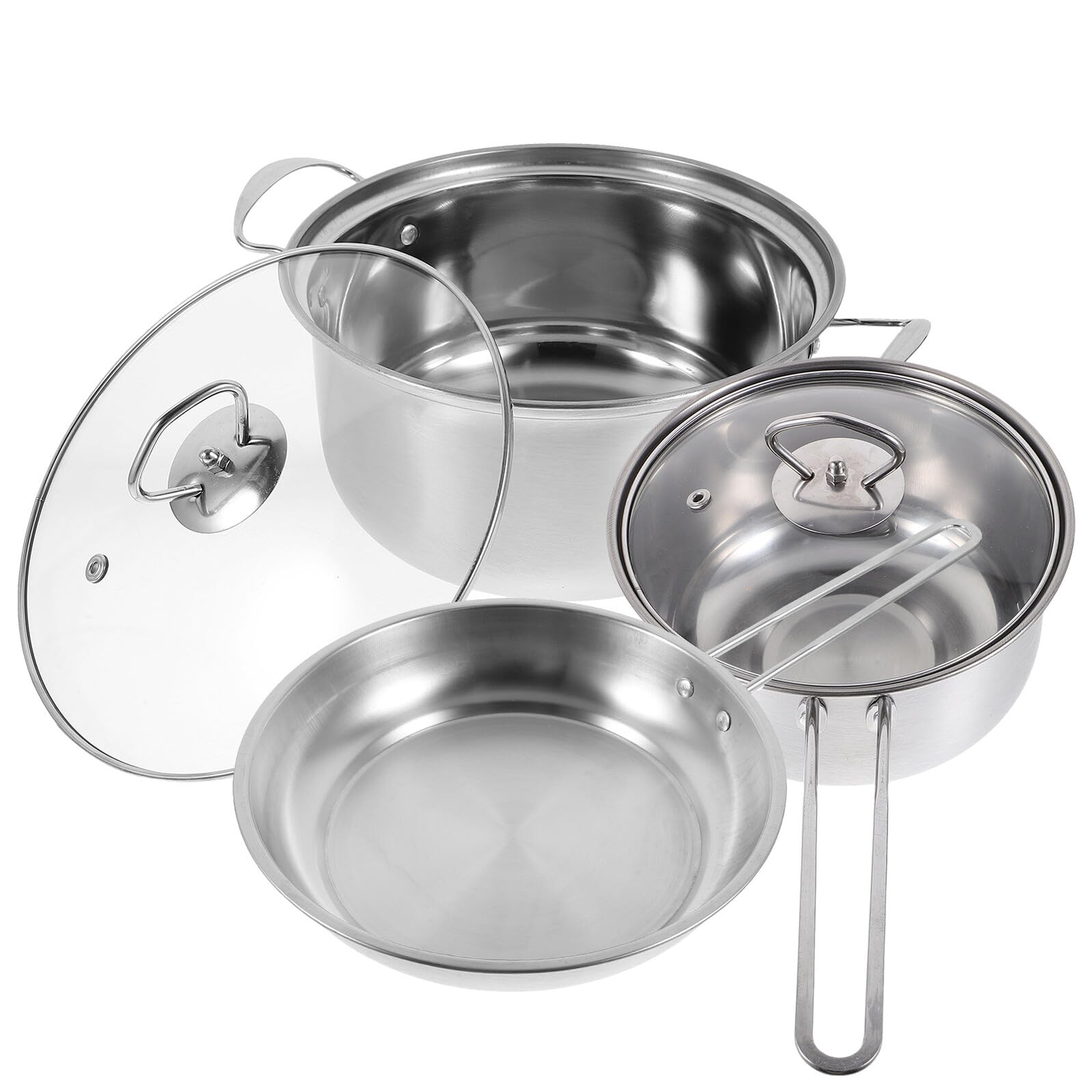 Batteria Pentole e Padelle in Acciaio Inox 430, Set 3 Pezzi