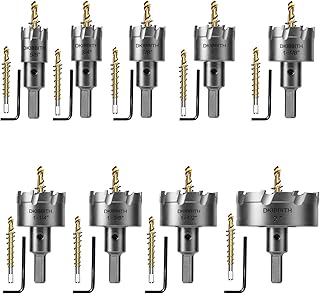 Carbide Hole Saw Kit, TCT Hole Saw Set Heavy Duty for Precise Holes in Stainless Steel Hard Metal, 9 Bit Sizes 5/8” 3/4” ...