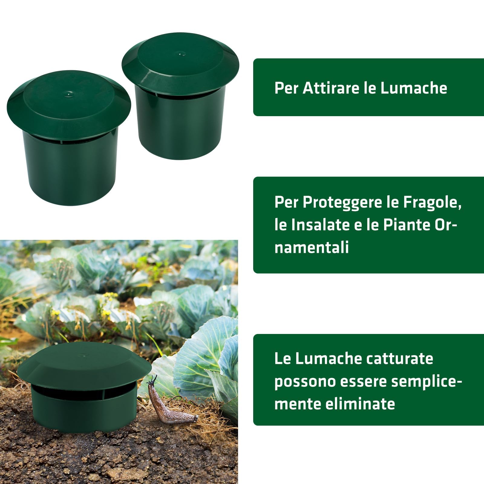 GARDIGO® 12x Trappole per Lumache | Lumachicida Biologico per Orto | Trappola Biologica per Lumache per Giardino | Antilumaca per Giardino | Cattura Lumache | Repellente Lumache