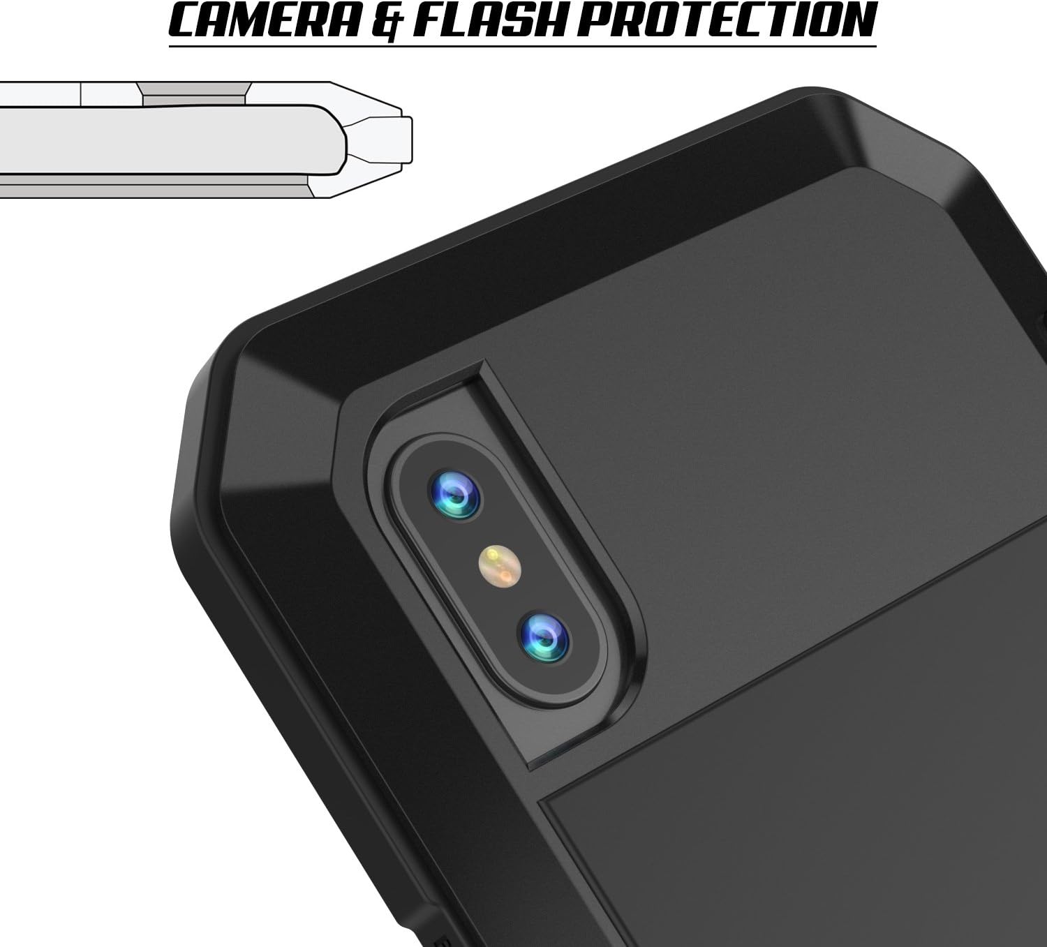 PunkCase Metal Case, Heavy Duty Military Grade Armor Cover [shock proof] Hard Aluminum & TPU Design W/Tempered Glass Screen Protector Compatible W/Apple iPhone XS [Black]