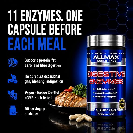 ALLMAX Digestive Enzymes Capsules, 90 Count