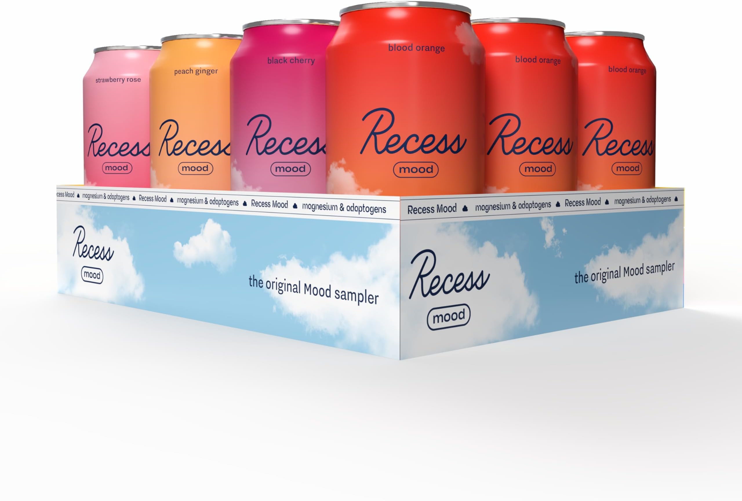 Recess Mood Magnesium Supplement Drink Calming Beverage, 12 Ounce (Variety Pack, 12 Pack) *Original Flavors*