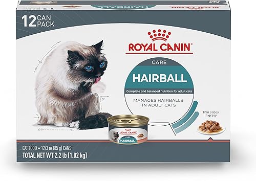 Royal Canin Hairball Care - Comida húmeda para gatos en rodajas finas en salsa, lata de 3 onzas (12 unidades)