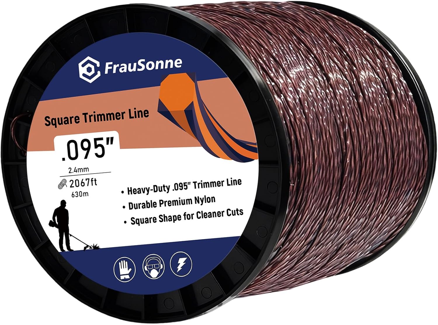 Weed Eater String .095" Trimmer Line, Heavy Duty Weed Wacker String for Thick Brush & Commercial Landscaping, Universal Professional Weed Wacker Line Spool for Large Yards, .095"-2067ft-5lb