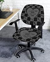 Vista 2 de Office Chair Cover Heart Design Pattern Protective Stretchable Universal Computer Chair Covers I Love You Stretch Rotating Chair Slipcover