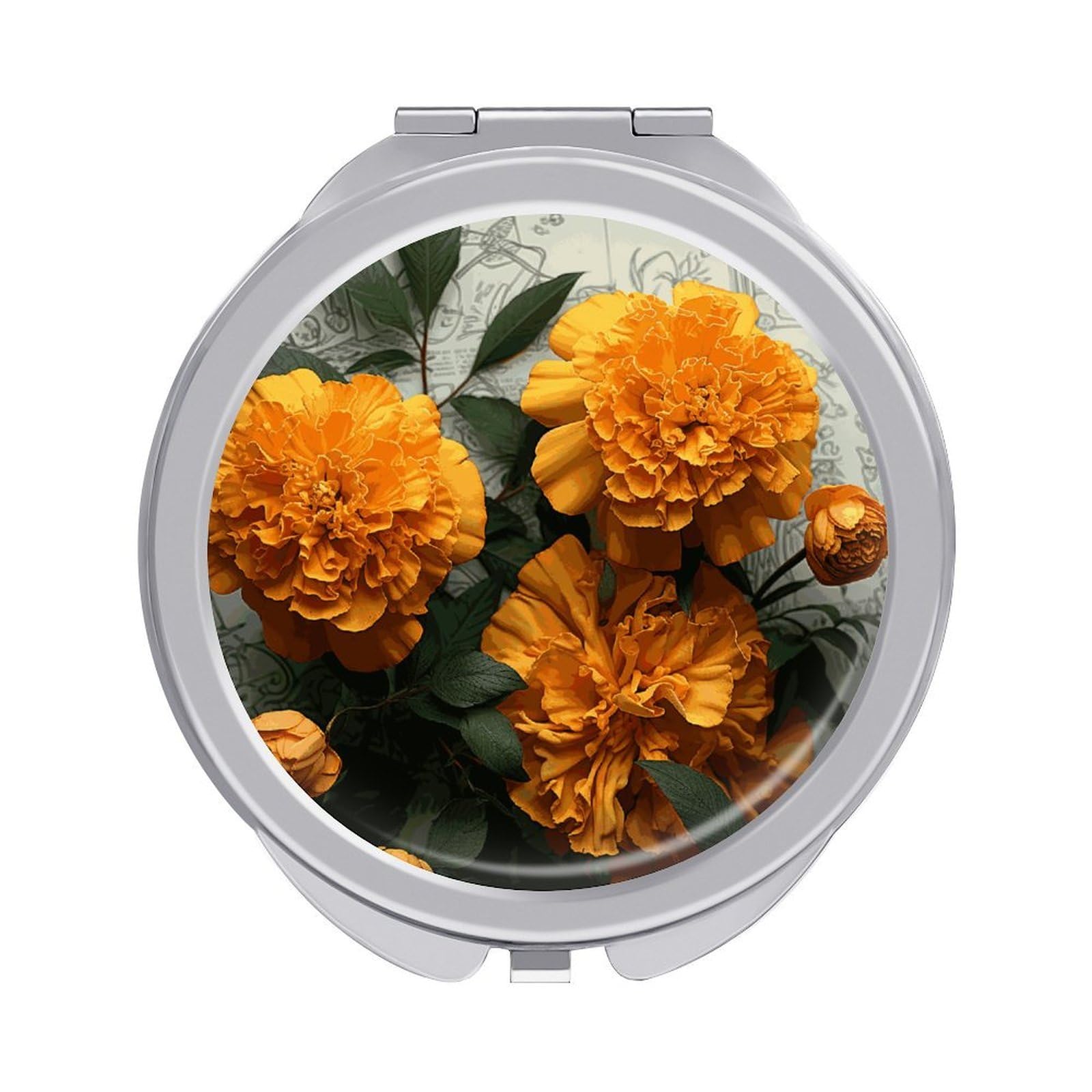 FekiLoot Marigold Travel Makeup Mirror 2 X /1 X Magnifying Slim Pocket Mirrors Compact for Purse Travel Makeup Mirrors for Pocket, Handbag, Purse Women Gift