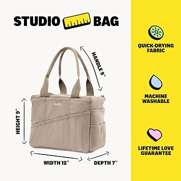 Soolla Studio Bag: Pottery Tool Bag & Craft Storage, Art Supply Organizer, Washable Tote, Knitting Yarn, Crochet Projects, 30 Pockets, 20+ Canvas Colors, Gift for Artists & Teachers (Graphite)