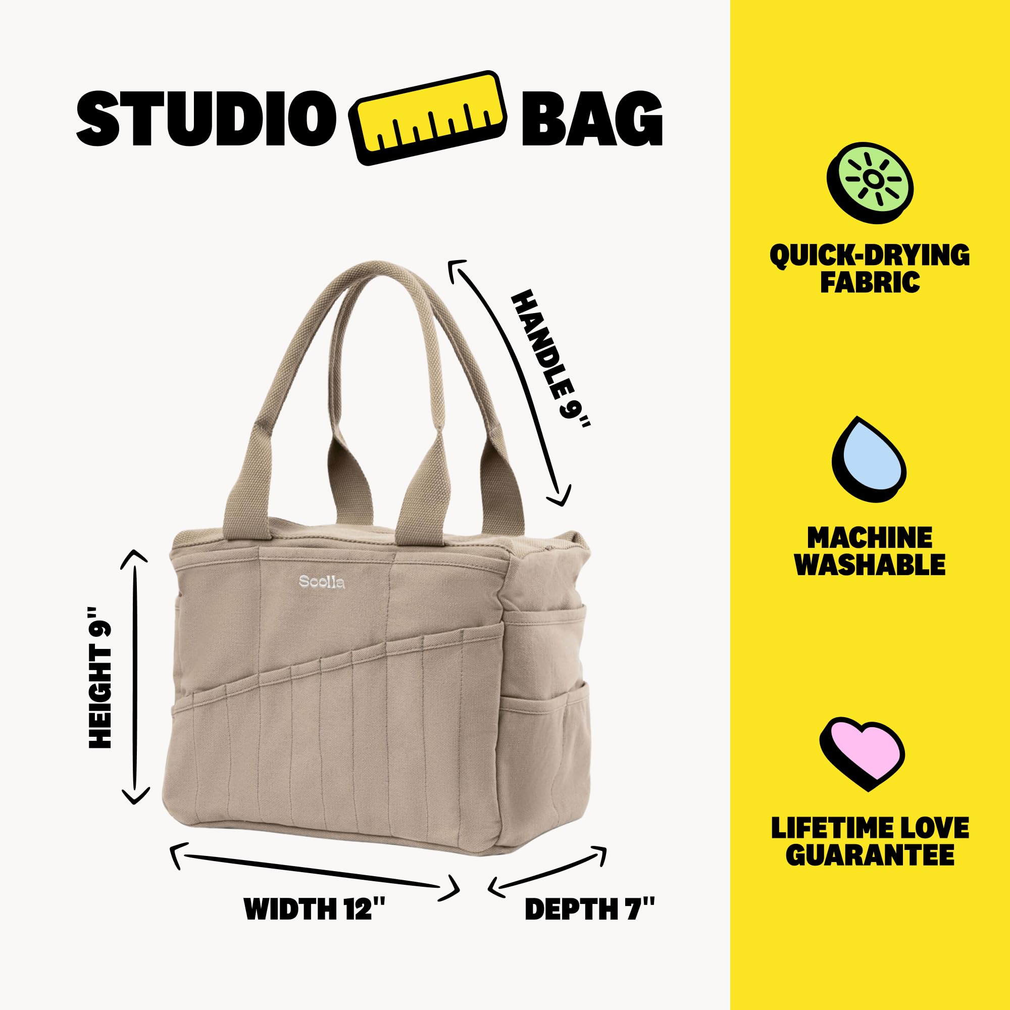 Soolla Borsa per attrezzi da studio artistico, porta attrezzo in ceramica e forniture d'arte, borsa in tela, regalo artistico, oltre 1.500 pezzi venduti