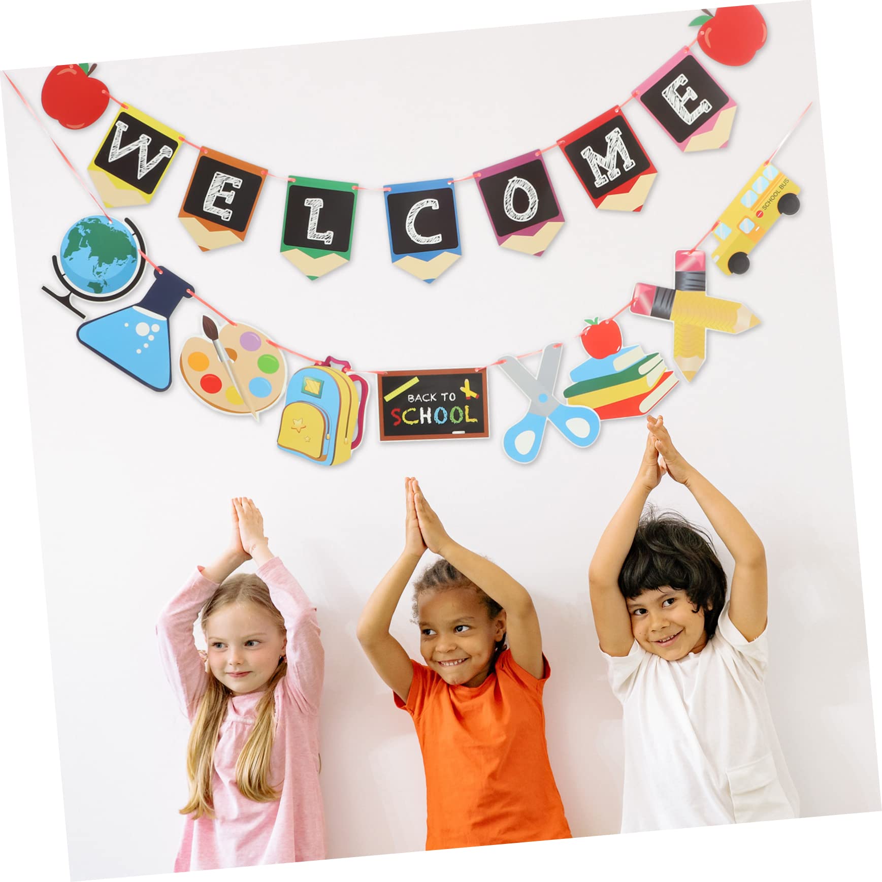 PRETYZOOM 5 Juegos De Colgantes Para La Temporada De Regreso A Clases Banderines Para Exteriores Banderines Para El Primer Día De Clases Pancarta De Bienvenida Para Fiesta