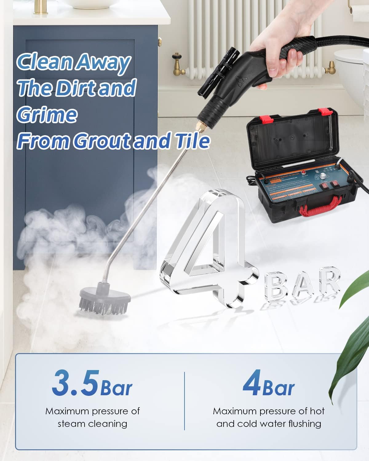 1700W Pressure Steam Cleaner G-series *1, Extra 2 Nylon Brush, 2 Brass Brush