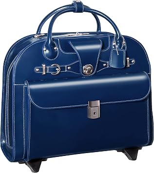 McKlein EDGEBROOK, Top Grain Cowhide Leather, 15 Leather Vertical Wheeled Ladies' Laptop/Computer & Tablet Business Briefcase Bag/Women's Rolling Overnight Travel Bag, Removable trolley case