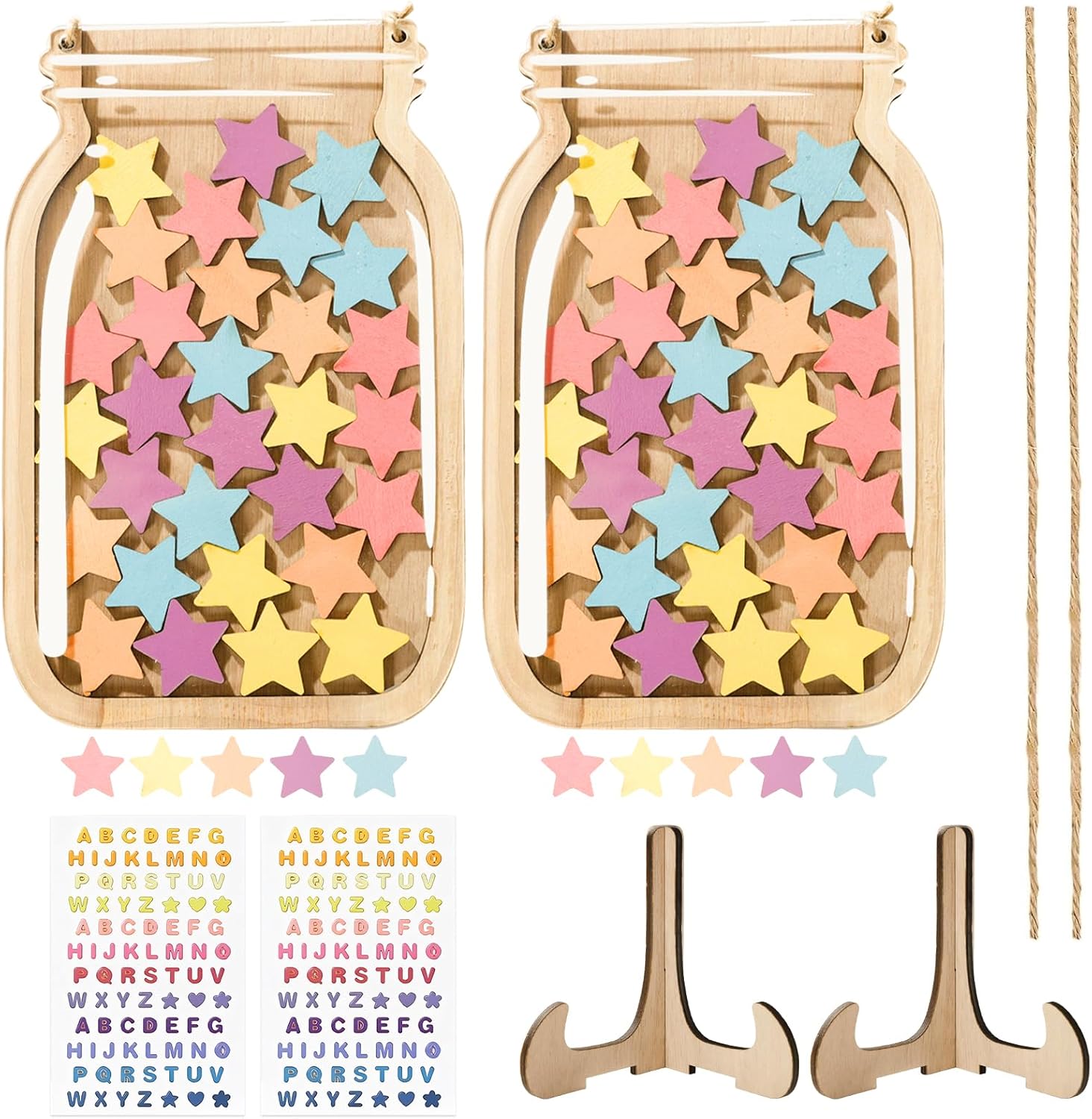 2 Sets Star Reward Jar, 60Pcs Reward Jars for Children with Stars, Good ...