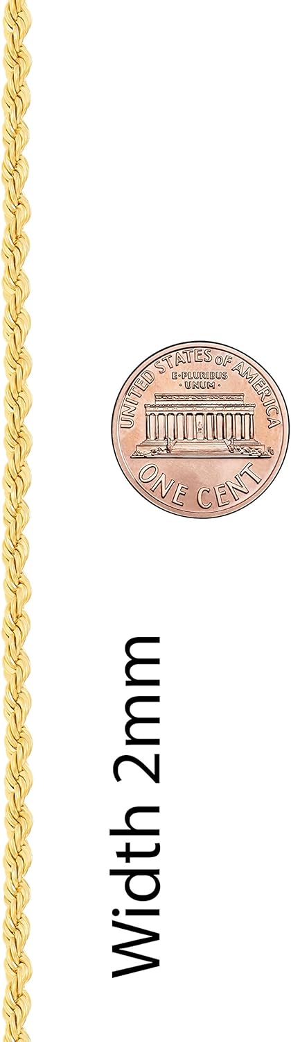 LIFETIME JEWELRY Womens 2mm Rope Chain Bracelet 24k Real Gold Plated