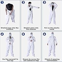 Vista 5 de TrelaCo Trajes desechables de 5 piezas XL para materiales peligrosos con capucha, impermeable, traje de pintor, transpirable, de cuerpo completo