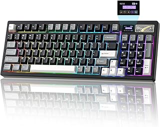 YUNZII IF99 Wireless Mechanical Gaming Keyboard with Smart LCD Display, QMK/VIA Programmable BT/2.4G/USB-C Gasket Hot Swap RGB 96% Layout for Mac/Win (Black, Cocoa Cream V2 Switch)