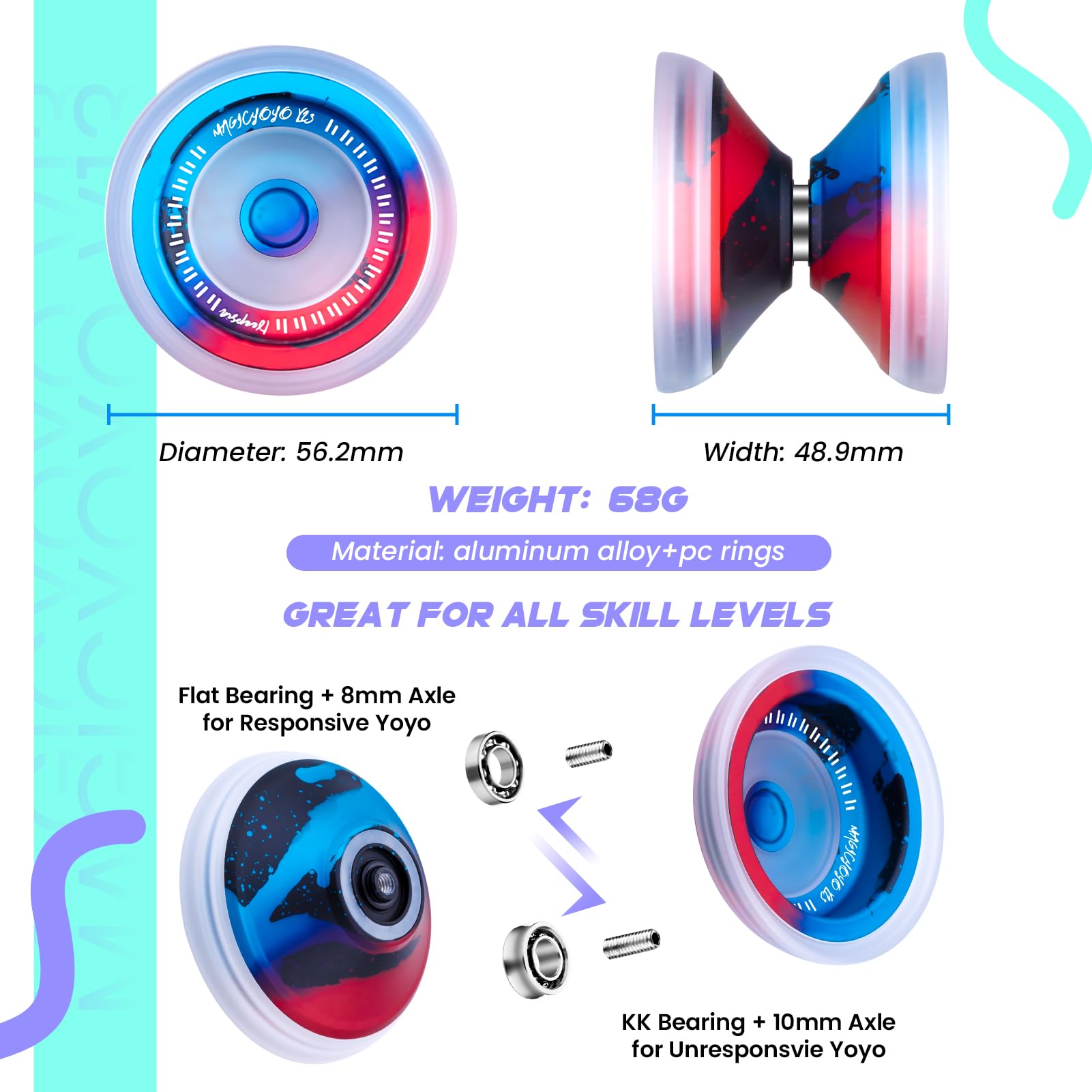 MAGICYOYO V13 Professional Yoyo for Kids 8-12 and Adults, Bi