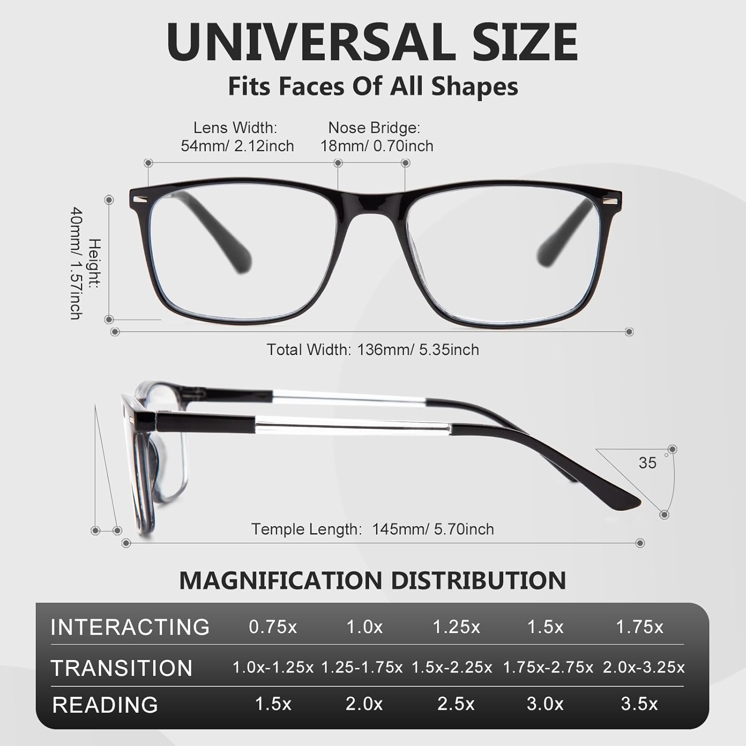 3 Pack Progressive Multifocus Reading Glasses for Men Women, Premium Blue Light Blocking Multifocus Computer Readers