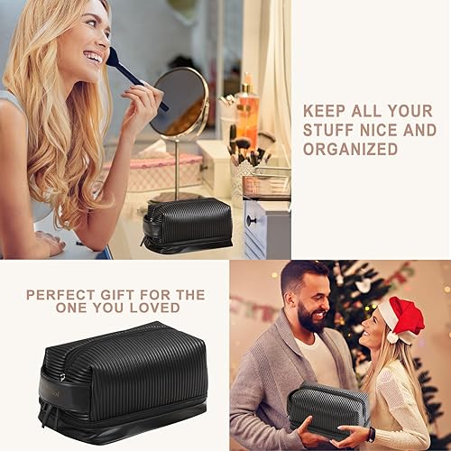 Miniatura 2 de Nueva bolsa de cosméticos de viaje de gran capacidad, bolsa de maquillaje de almacenamiento multifuncional, bolsa de maquillaje de cuero PU, bolsas