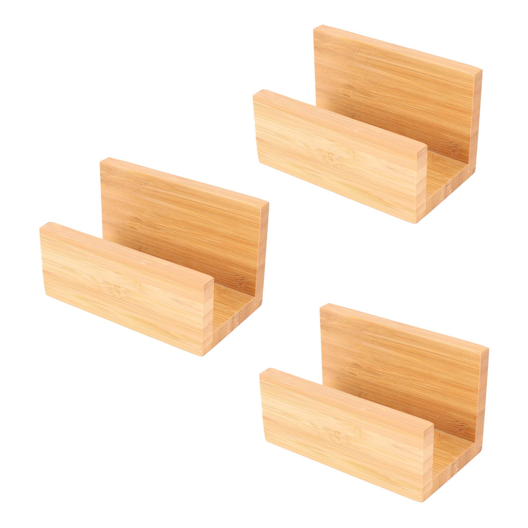Jnchdghwa 3X Bamboo Wood Desktop Business Card Holder for Desk Sturdy Business Card Display Stand for Men Women