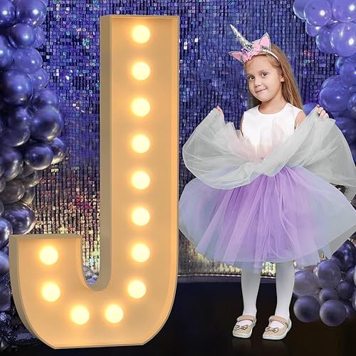 Miniatura 283 de Números iluminados grandes de 4 pies, números de marquesina 2 para decoraciones de cumpleaños de 21 para niños y niñas, números gigantes iluminados