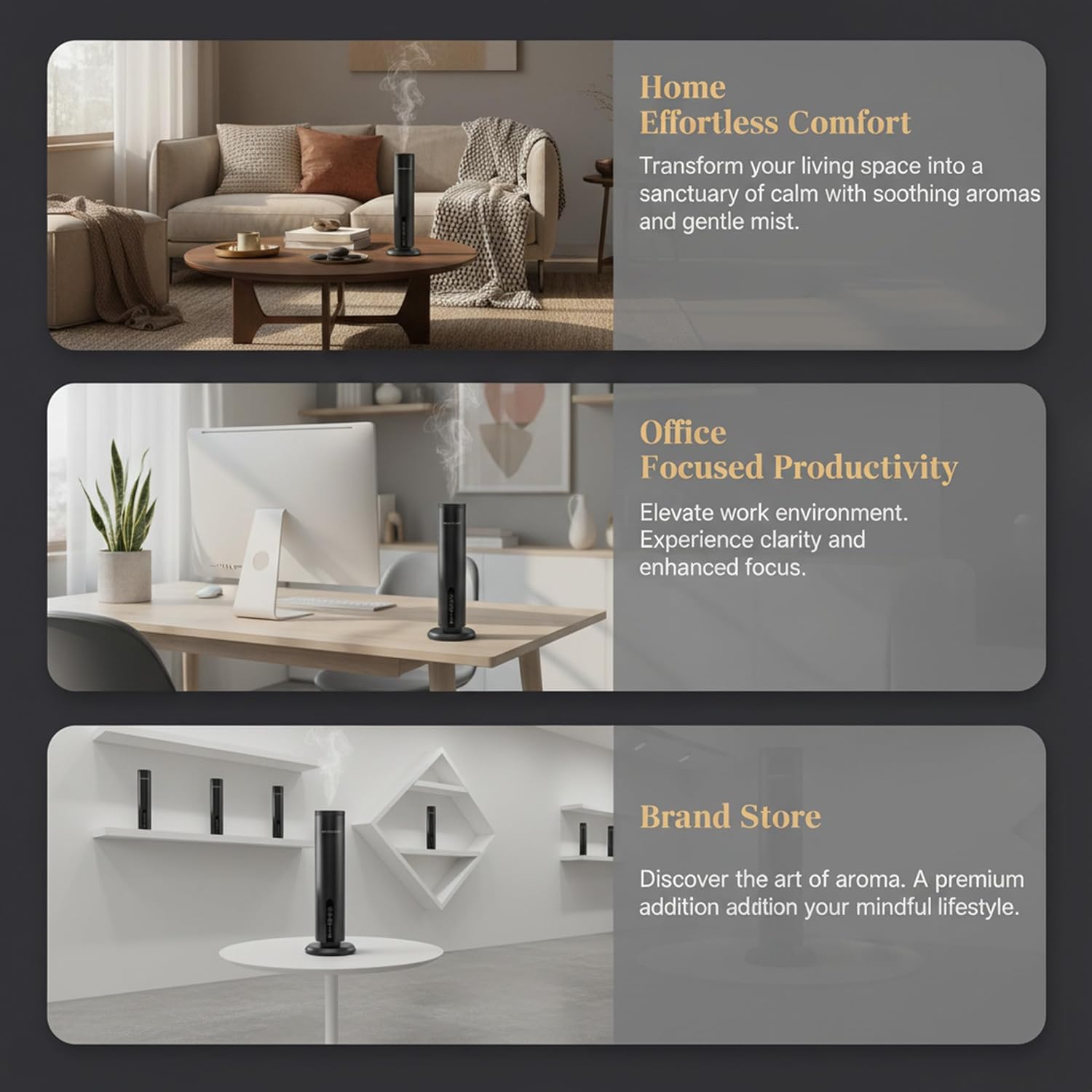 Waterless Nebulizing Essential Oil Diffuser – Wireless Rechargeable Bluetooth App Control – Cold Air Aromatherapy Scent Machine for Large Rooms, Home, Office & Spa – Quiet & Portable, Black