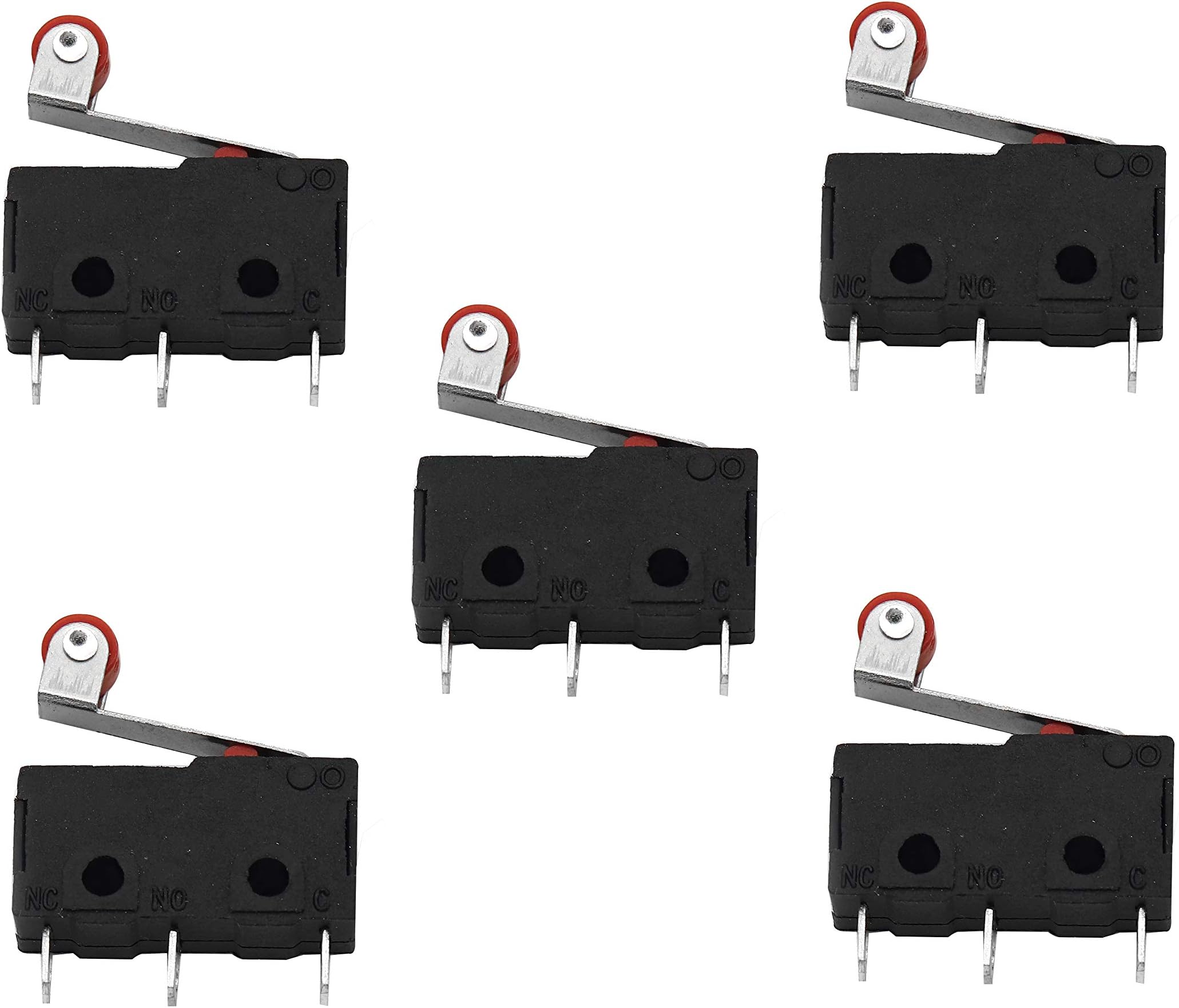 Electronic Spices 5pcs 3Pin Momentary Roller Lever Arm Micro Limit Switch AC 250V 5A SPDT