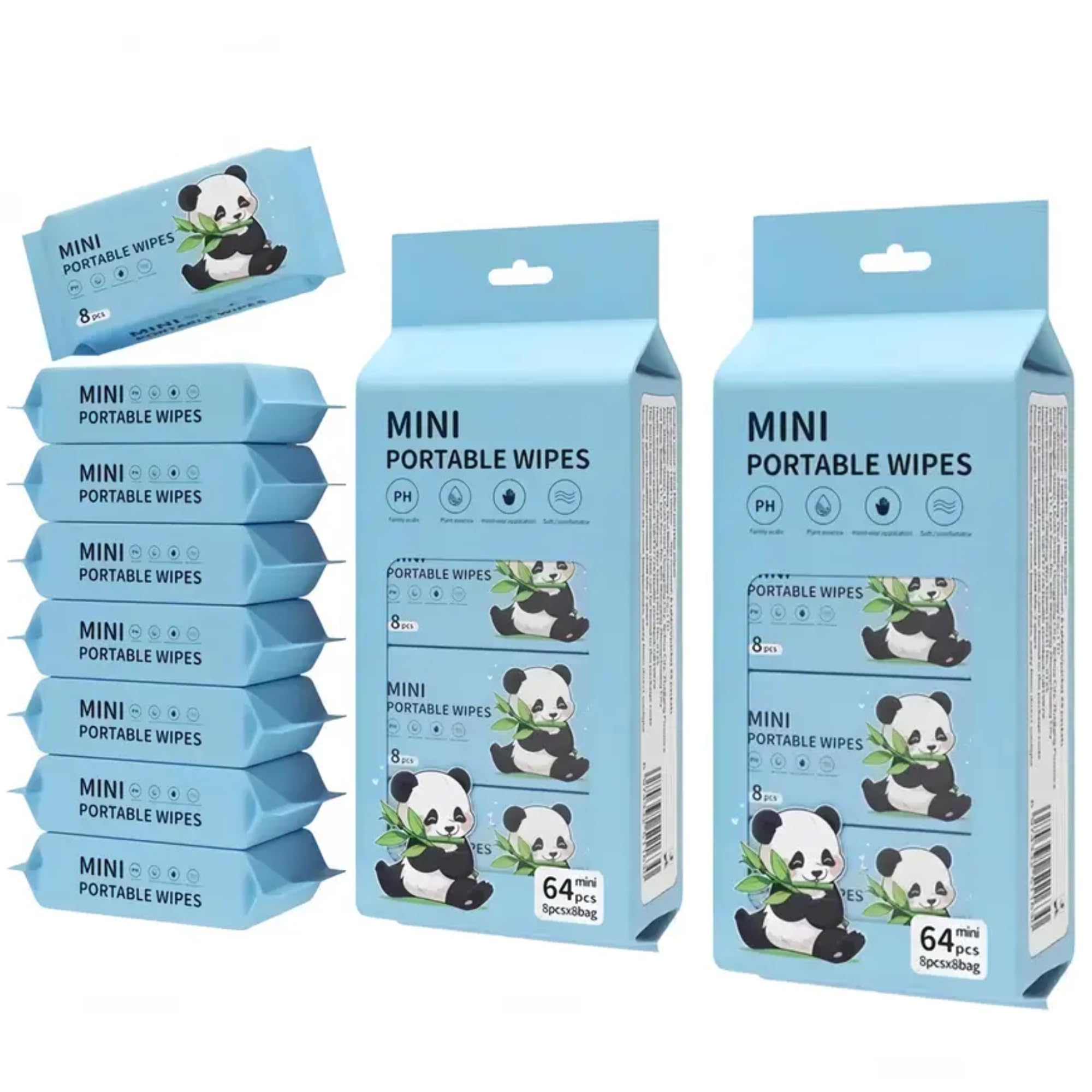 AADIVY Mini Baby Wipes – Disposable, Gentle & Hypoallergenic Water Wipes for Newborns & Sensitive Skin, Travel-Friendly Wet Tissues (64 Wipes, 2 Packs)-image-31