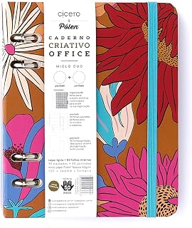 Caderno Criativo Argolado Office Duo Pólen Pautado& Pontado A6 Tropicália Caramelo, Cicero