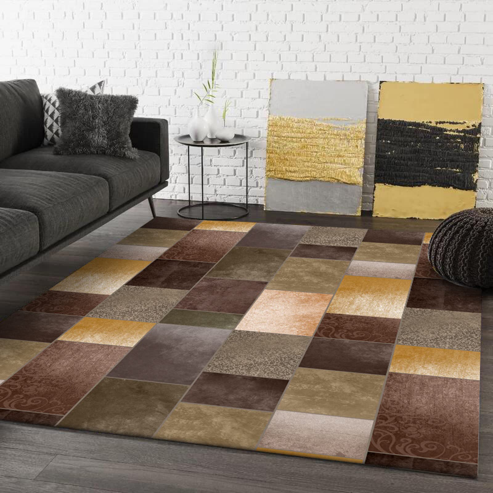 Tapis de couloir antidérapant et lavable aux motifs géométriques