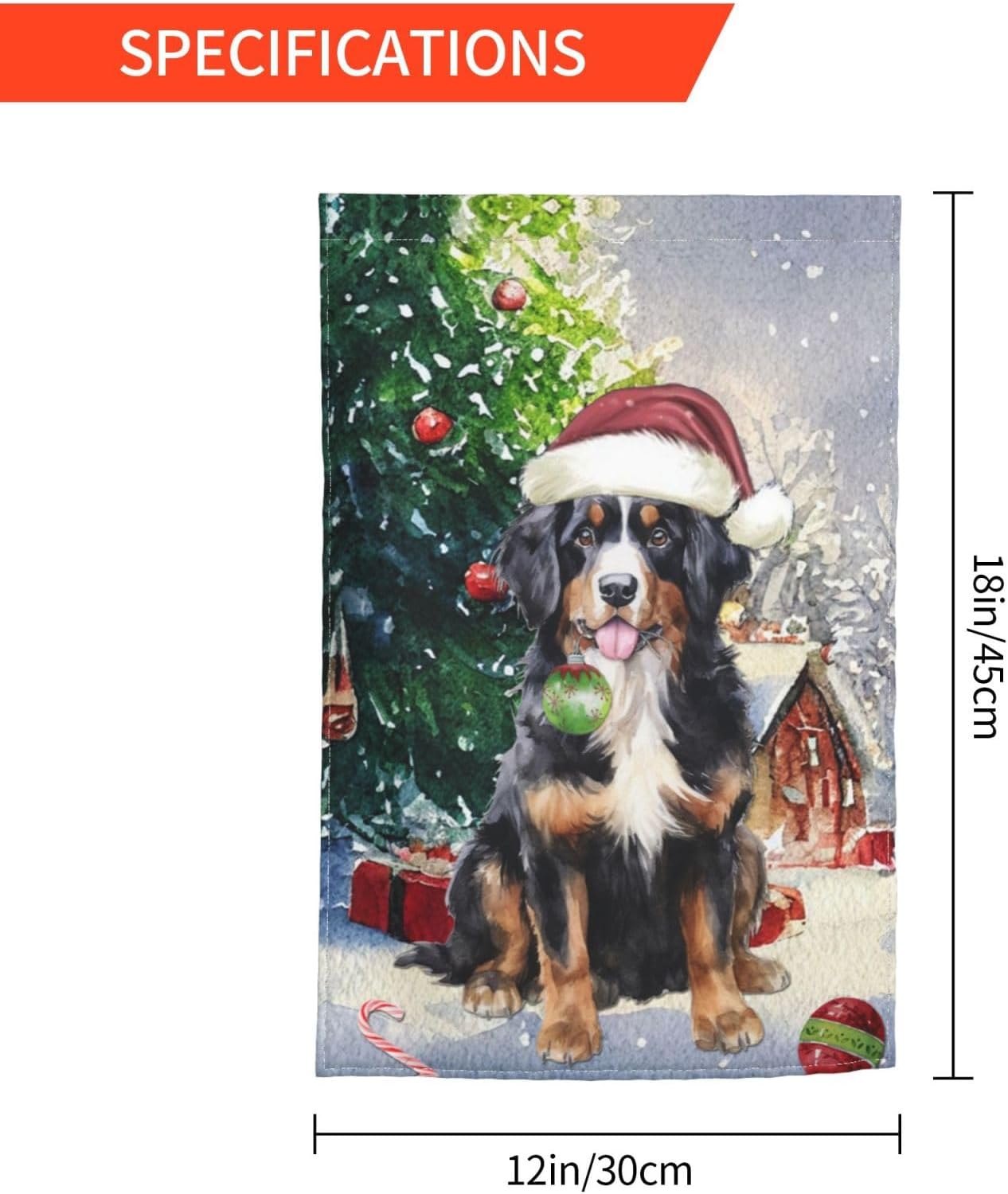 Merry Christmas Bernese Mountain Dog Tree Gifts Garden Flag 12x18 Inch Double Sided Vertical Decoration Yard Small Flag For Outside Holiday Seasonal Outdoor - Image 6