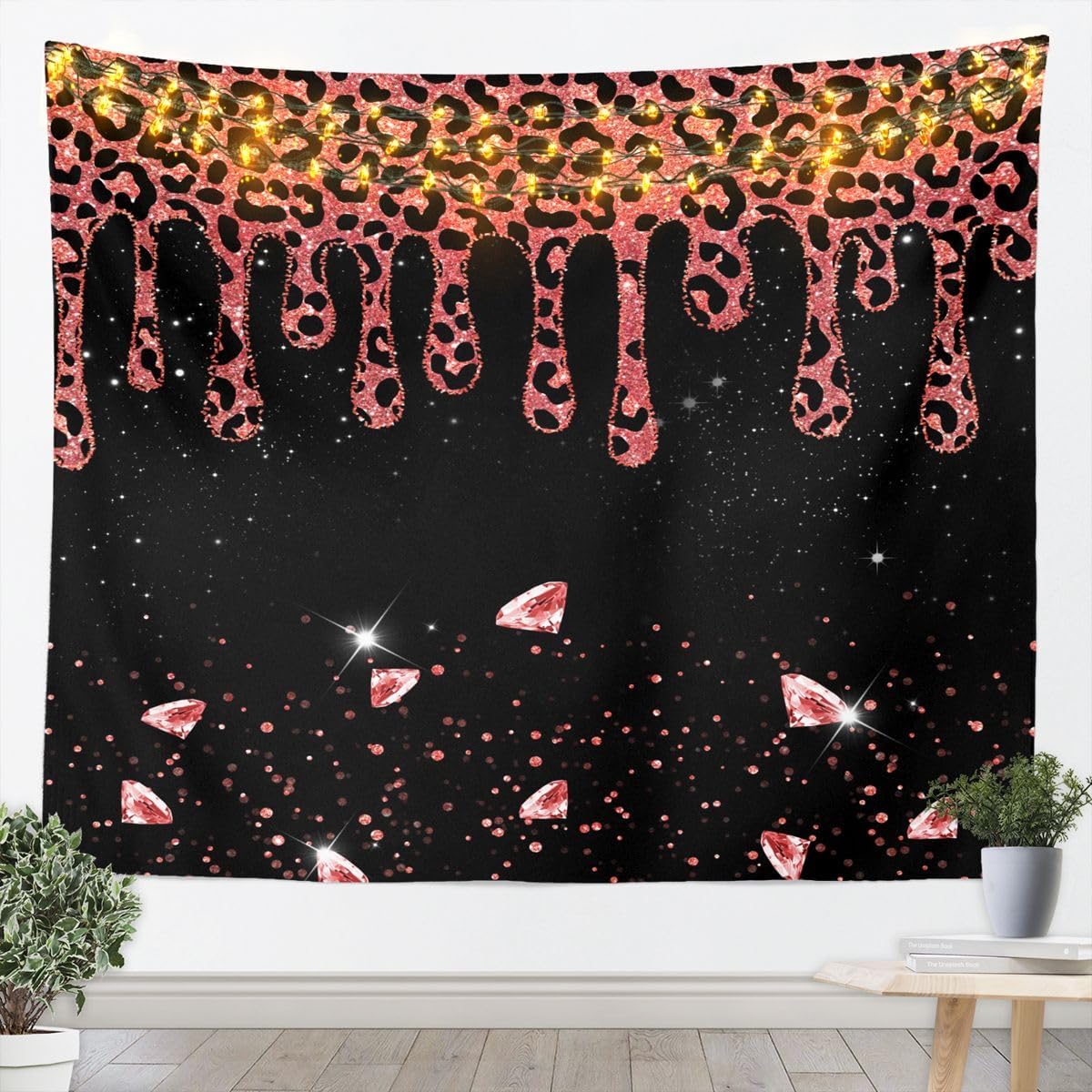 Feelyou Leopard Diamond Tapestry Wall for Living Room Bedroom
