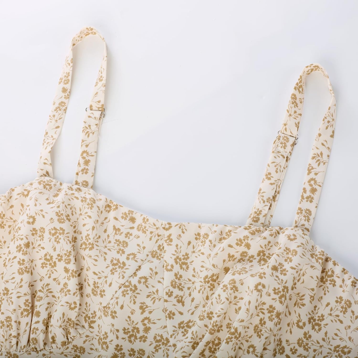 Belle Poque Sun Dresses for Women Spring Summer Floral Midi Flowy Spaghetti Ruffle Wedding Guest Tea Party Dress - Image 3