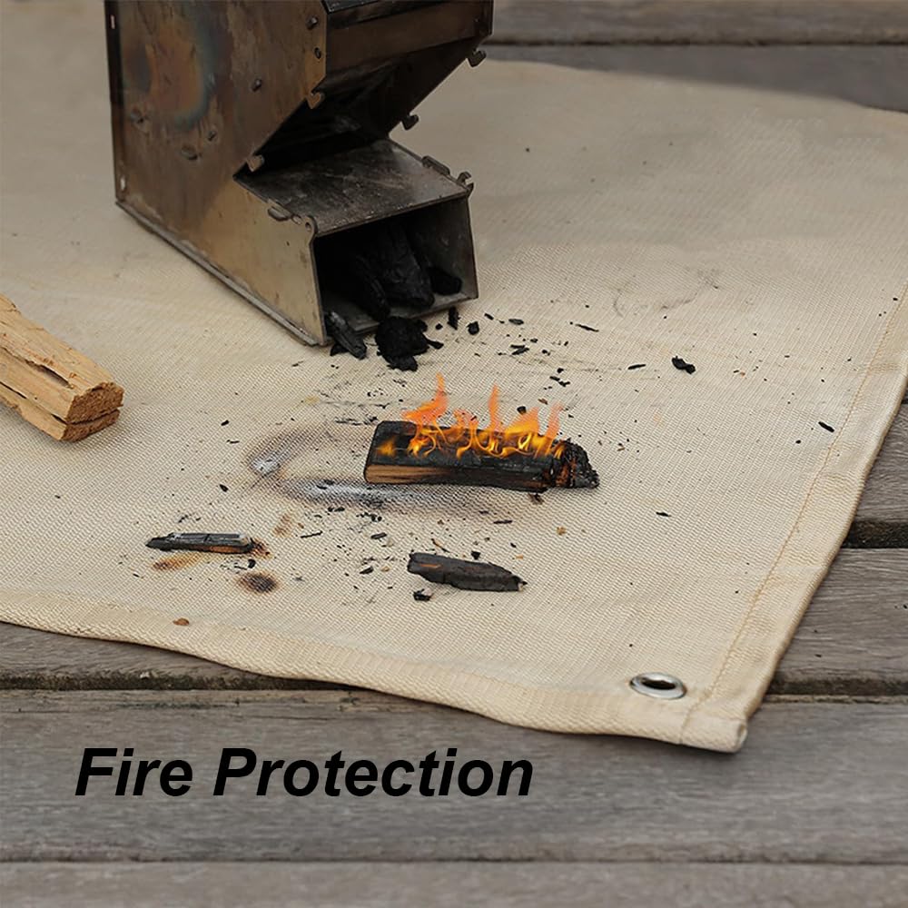 80 x 120 cm Tapis anti-étincelles pour poêles de cheminée, ignifuge 1000 °C