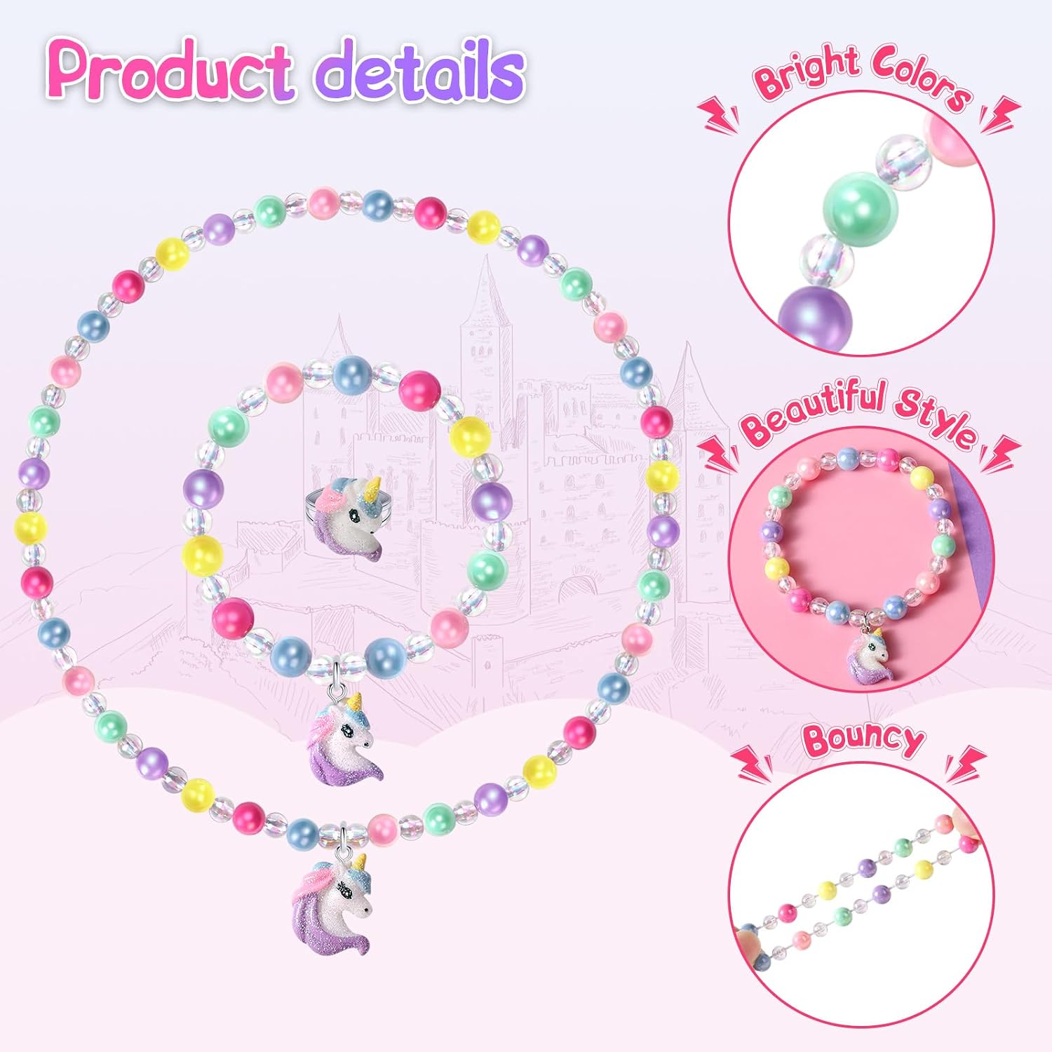 Girls Play Necklace Bracelets Toddler Unicorn