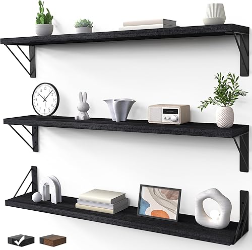 Miniatura 18 de BAYKA - Estantes de pared para decoración de dormitorio, estantes flotantes de pared para sala de estar, almacenamiento de cocina, estantes