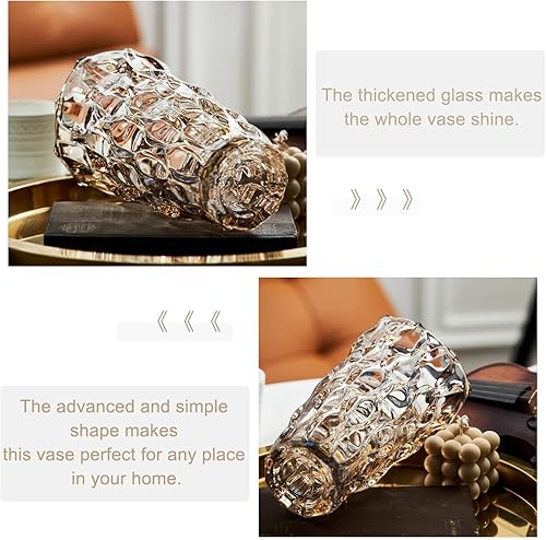 Miniatura 2 de Jarrón moderno de cristal transparente para decoración de centros de mesa de casa altos de flores (marrón)