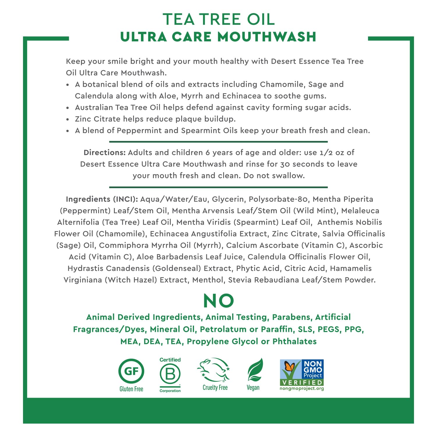 Desert Essence Mouthwash, Tea Tree U/Care Mint, 16 Fluid Ounce by Desert Essence