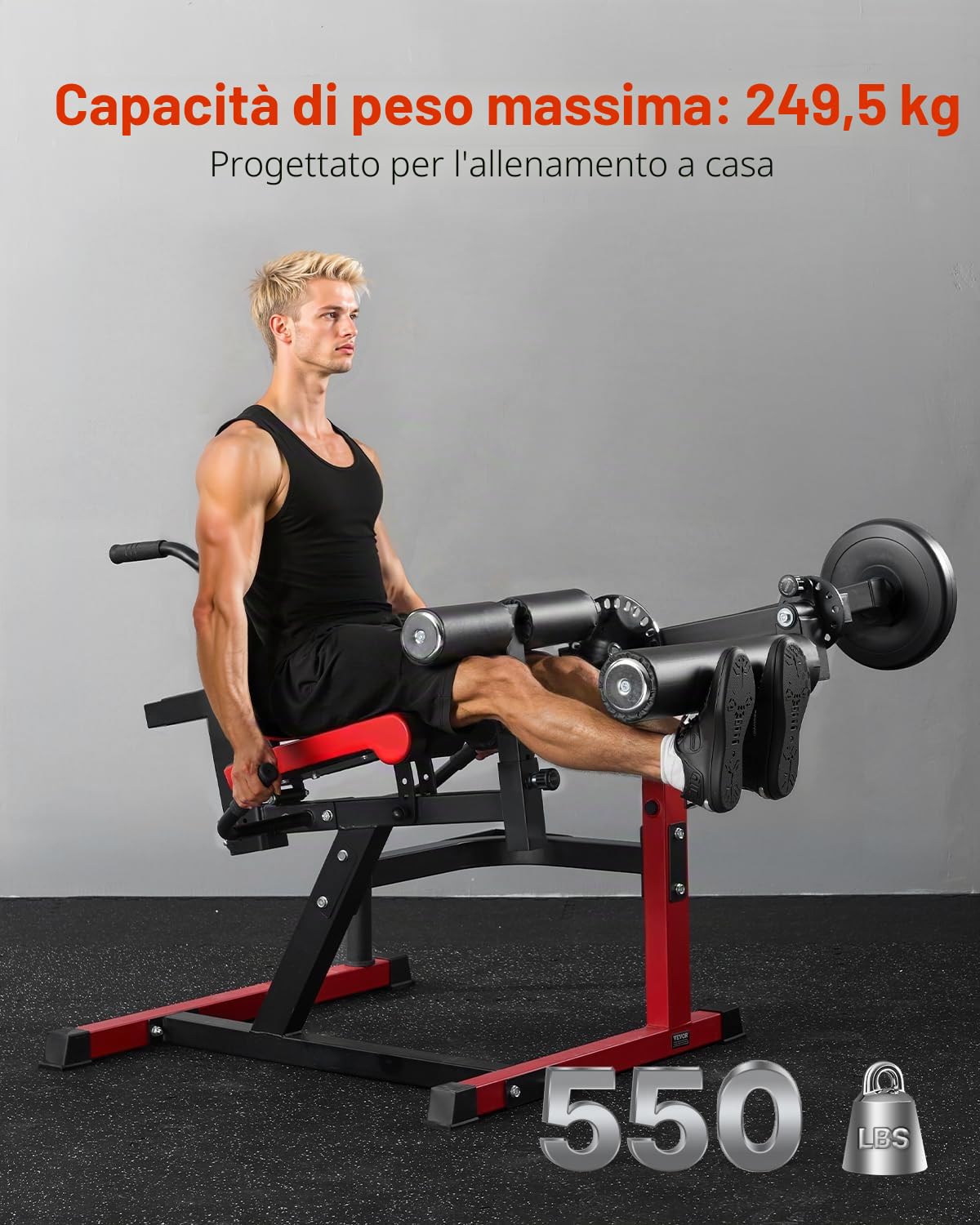 VEVOR Macchina per Gambe da Seduti, Estensione Rotatoria per le Cosce, Attrezzatura Regolabile per Esercizi Speciali per Corpo, Panca per Allenamento Pesante per Palestra Capacità 249,5 kg