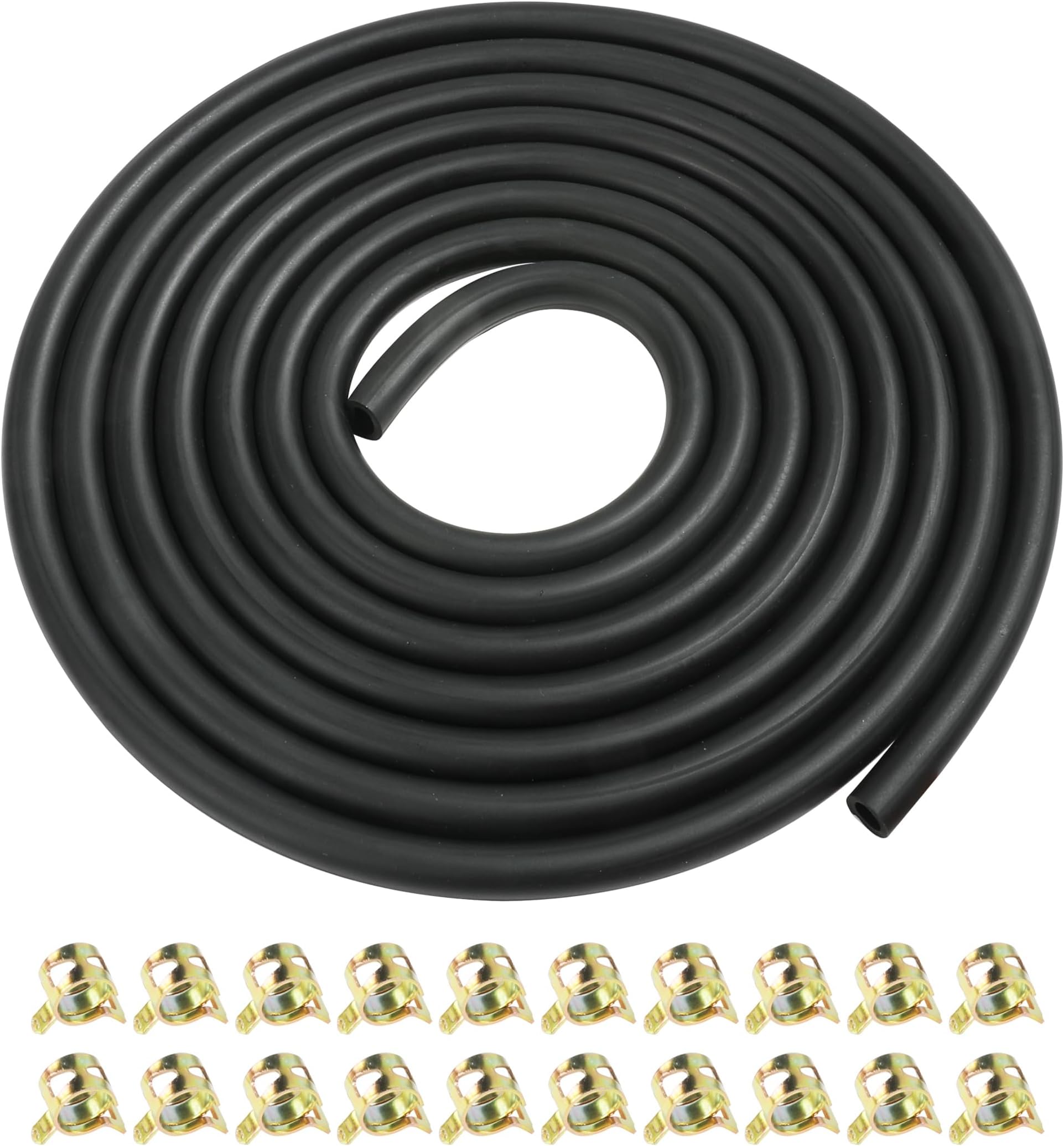 RACOONA 9.85FT Fuel Hose, 1/4" ID with 20Pcs 2/5" ID Hose Clamps - Stretchy Fuel Line for Motorcycle Mowers Tractors and All Small Engines