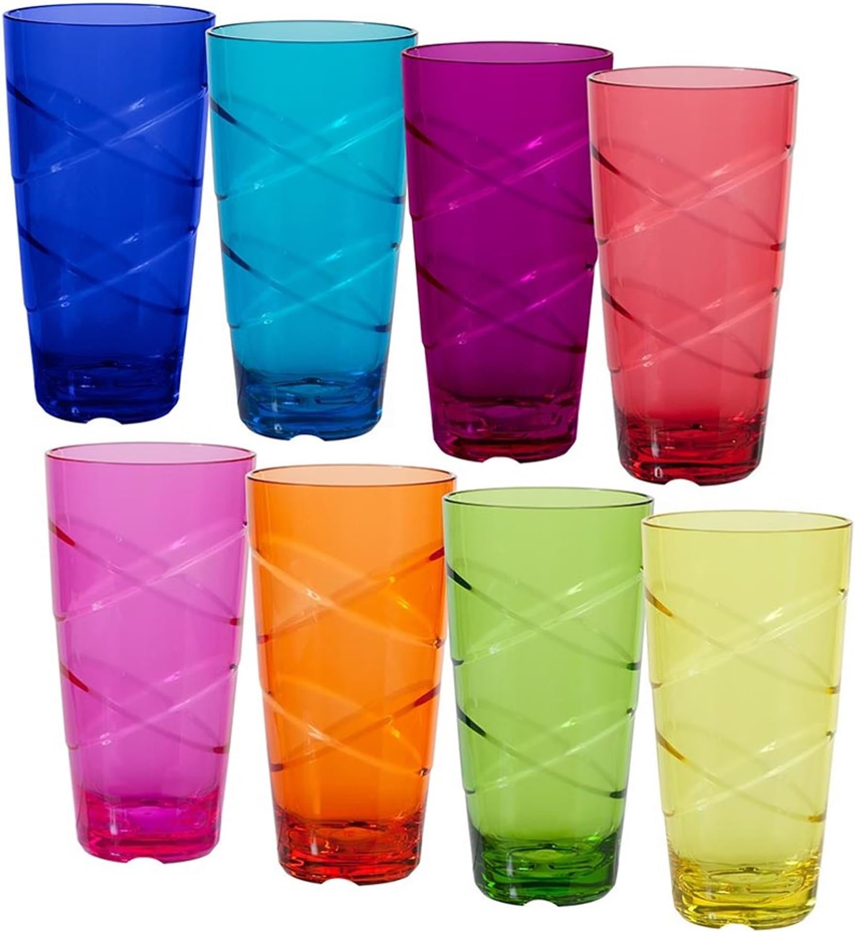 CreativeWare Circus Set of 8, 24 Ounces Tumbler Set, 24 oz, Multicolor (CIR08MULTI)