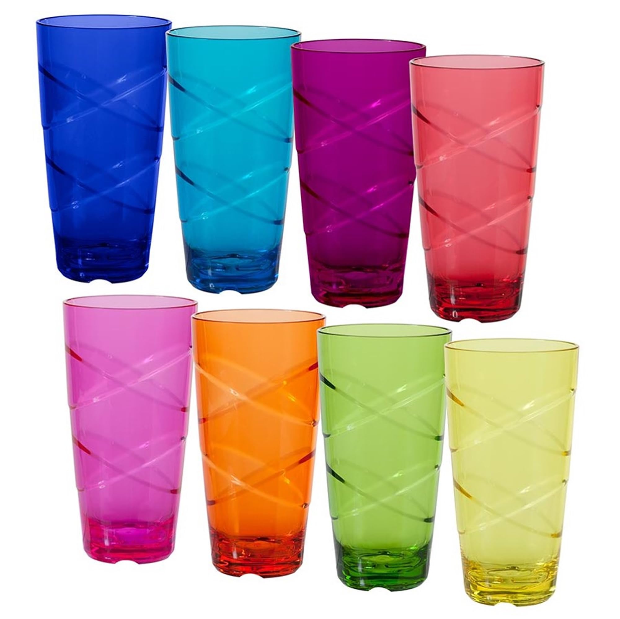CreativeWare Circus Set of 8, 24 Ounces Tumbler Set, 24 oz, Multicolor (CIR08MULTI)