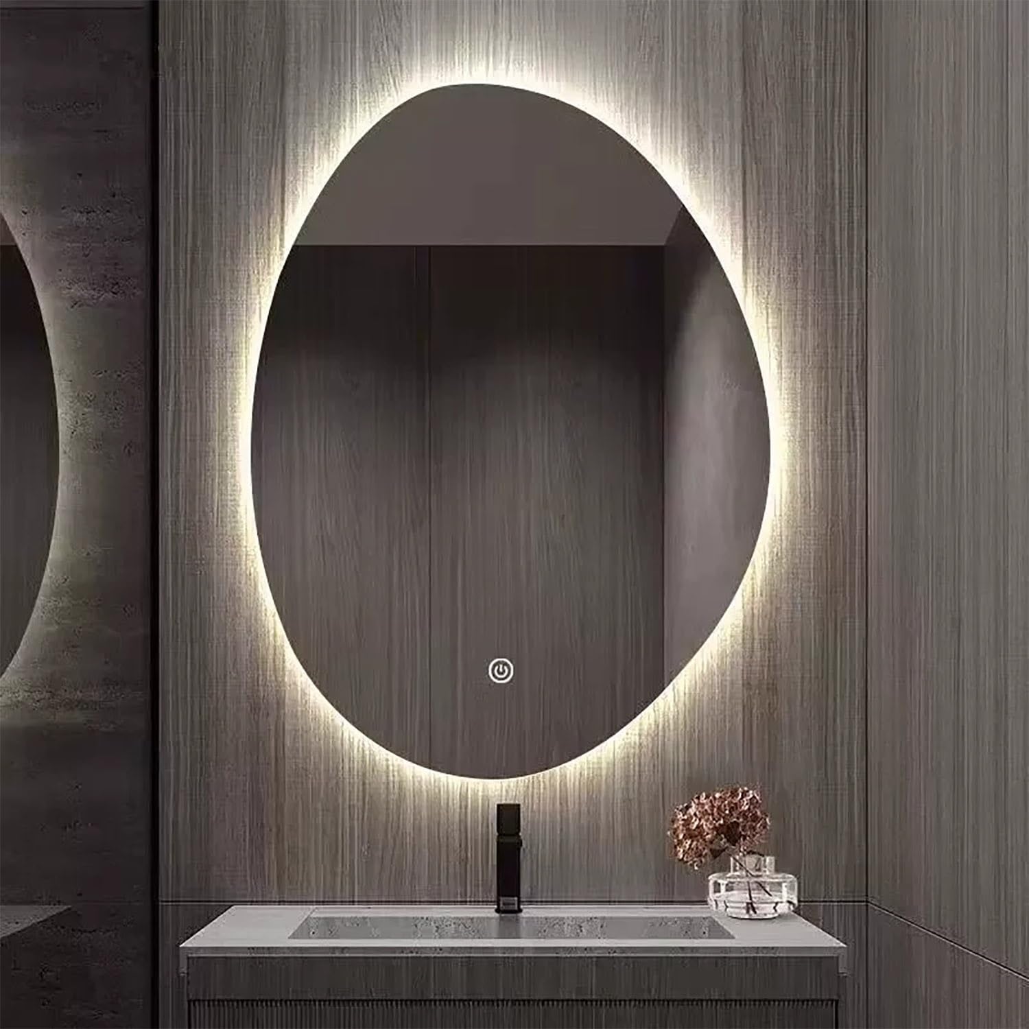 Lustro łazienkowe z podświetleniem LED, 70 x 90 cm i 60 x 80 cm, ścienne, regulowane 3 kolory, sterowanie dotykowe, idealne do dekoracji domu (75 x 120 cm)