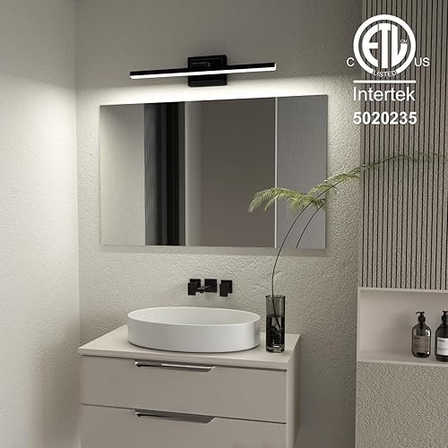 Miniatura 5 de VOLISUN Moderna lámpara de tocador de baño de 24 pulgadas, giratoria, 14 W, regulable, 5CCT, lámpara de baño LED sobre el espejo, luz de tocador de