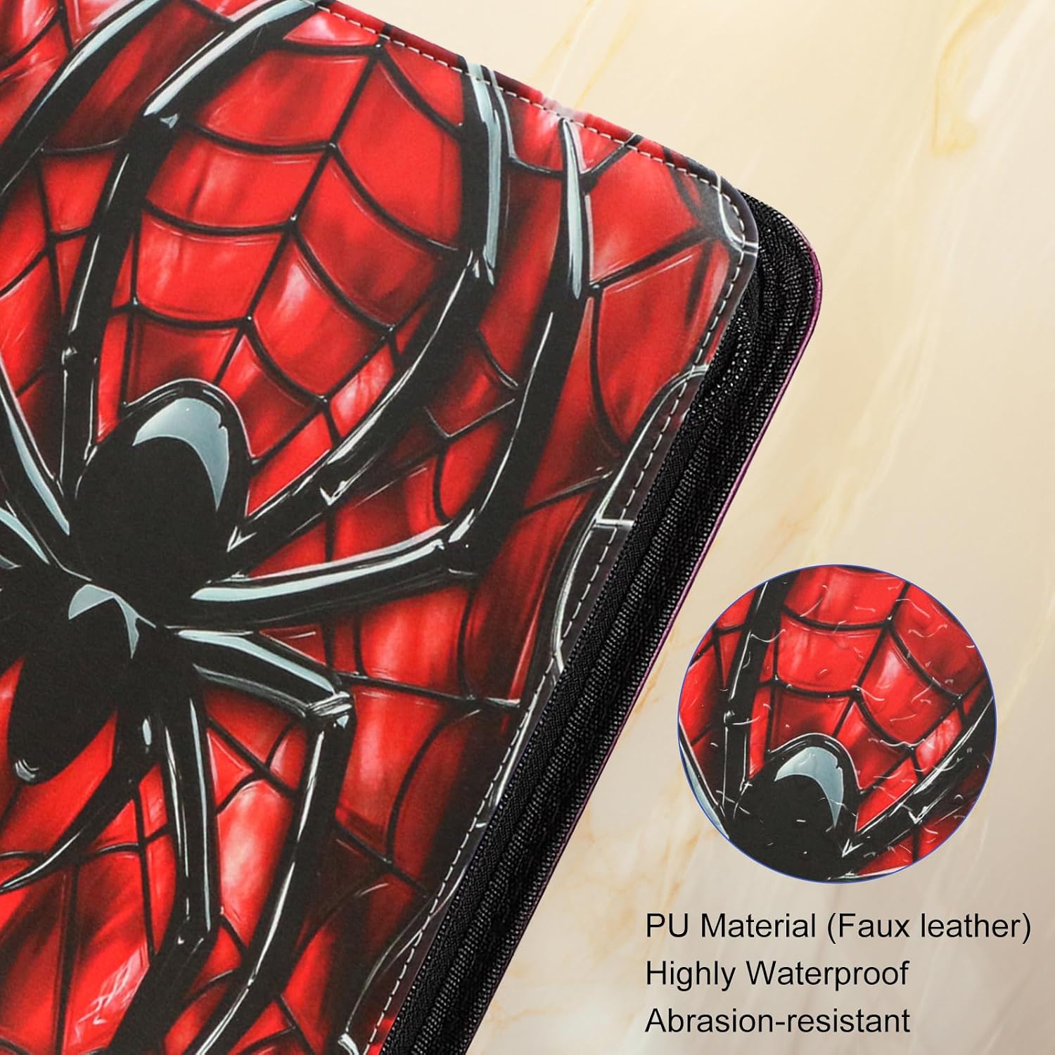 9 Pocket Zipper Trading Card Binder, PU Material Holds 1080 Cards | 3 Ring Binder for Cards with 60 Removable Trading Card Sleeves, TCG & Sports Card Collection Album