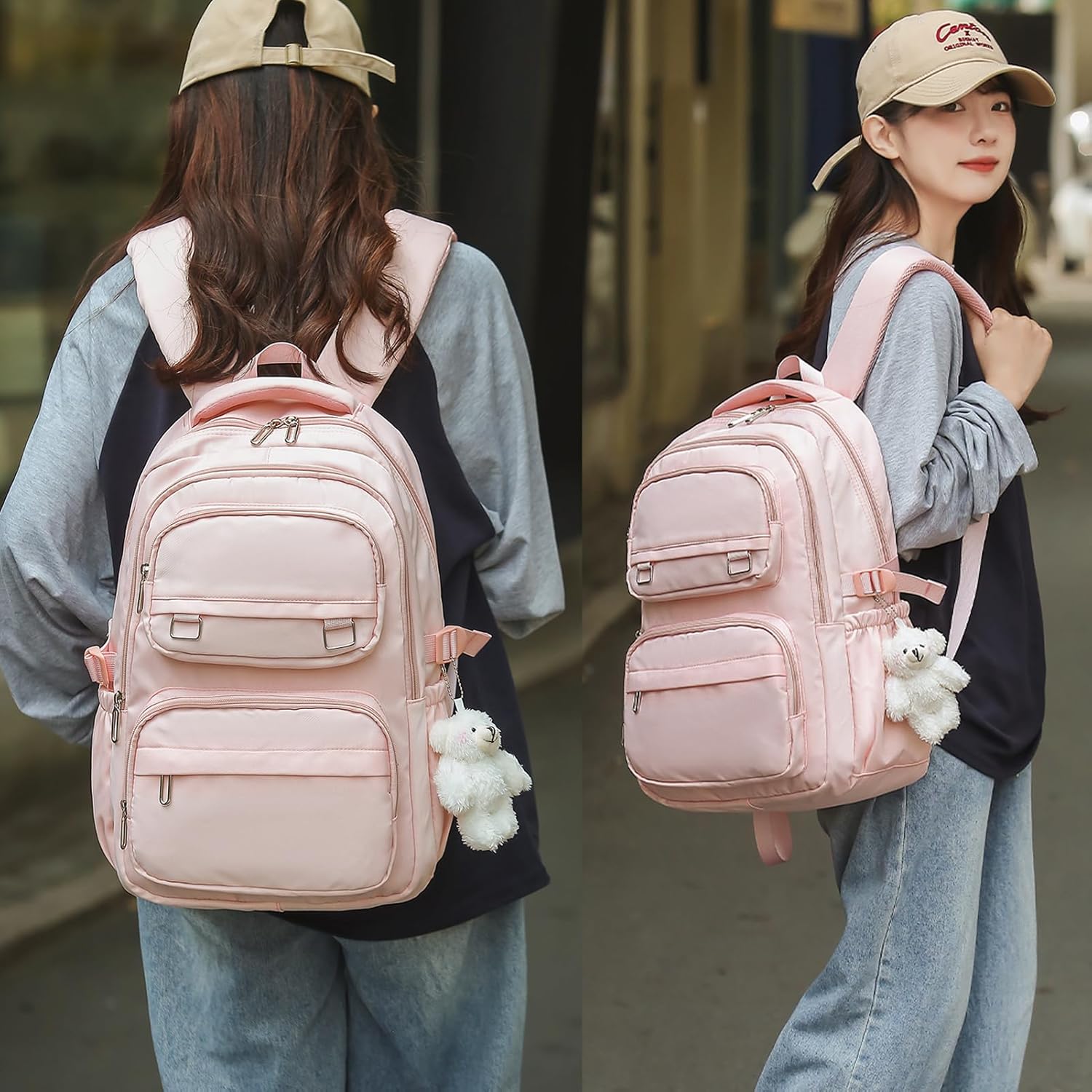 School Backpack for Kids Girls Cute Travel Backapck for College Women Men Casual Laptop Bookbag for Teen Student(Pink) - Image 6