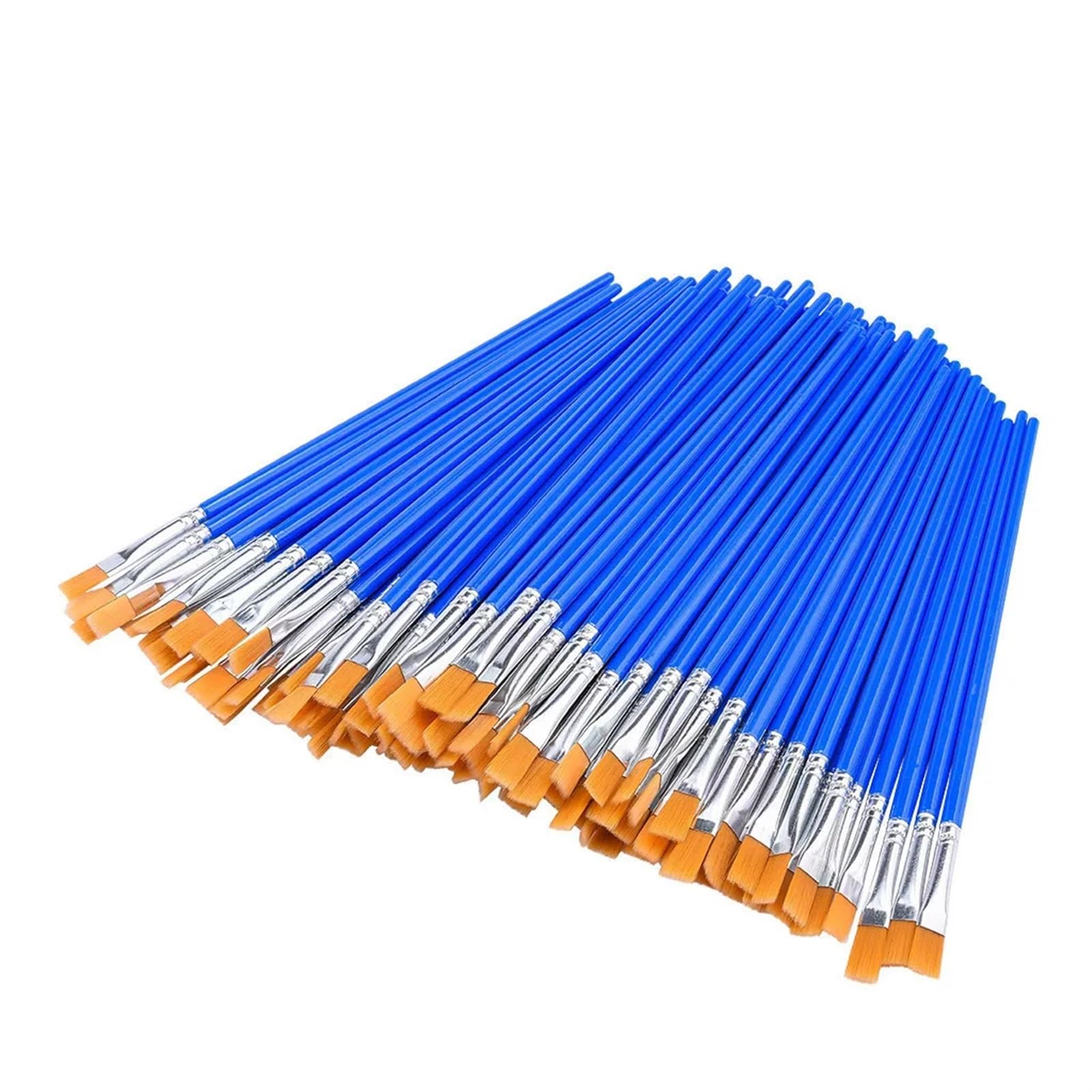 Pinceles para Pintura Juego de 100 Pinceles Nailon for Pintar Grafiti, acrílico, Acuarela, Suministros Arte Profesional, Varilla plástico, Tubo Aluminio, bolígrafo línea(A (Yellow) 100pcs)
