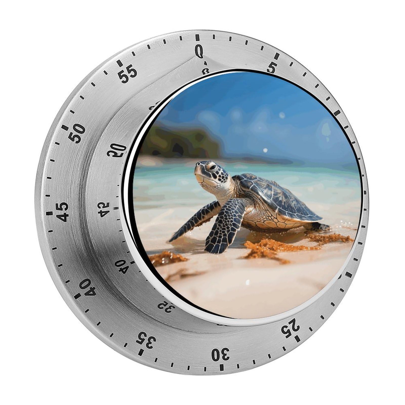 Adfgyerh Style Sea Turtle On The Beach Timer For Cooking, Kitchen Timer Magnetic No Batteries Required, Mechanical Timer With Loud Alarm, For Fitness Baking Exercise Oven