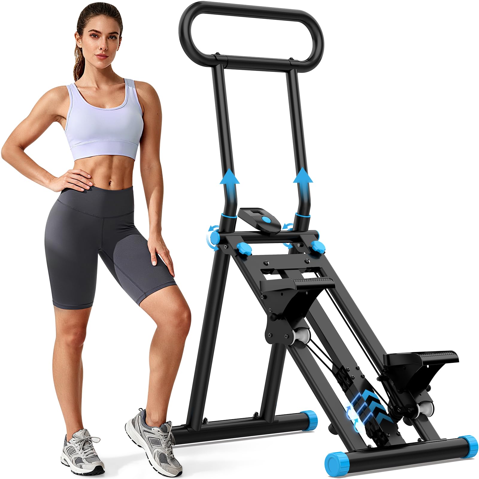Tinysiry Scalatore verticale per scale, regolabile con design pieghevole e passi ampi, macchina per allenamento completo, attrezzatura per esercizi cardio con manubrio